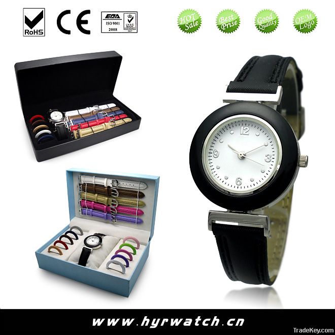 hot sell lady interchangeable watch gift set