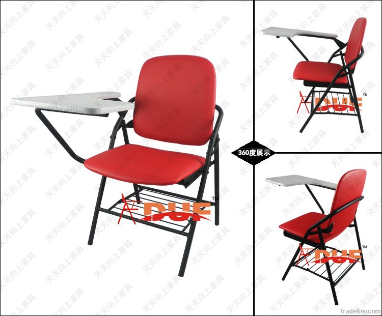 2013 new products plastic folding lecture chair with oversized tablet