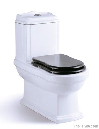 One-piece siphonic flush toilet Black and White