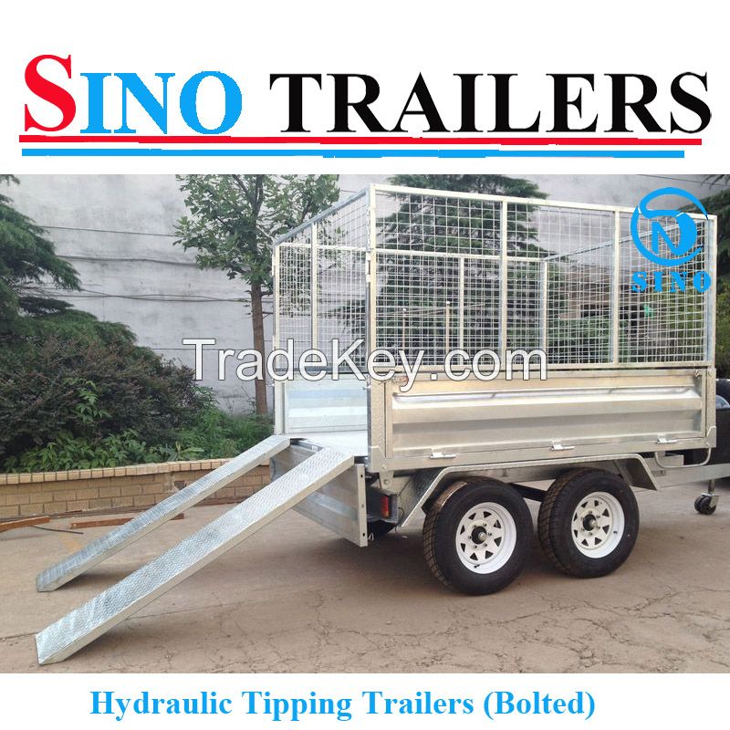 10X6 FT Galvanised Hydraulic Tipping Box Trailer with Cage