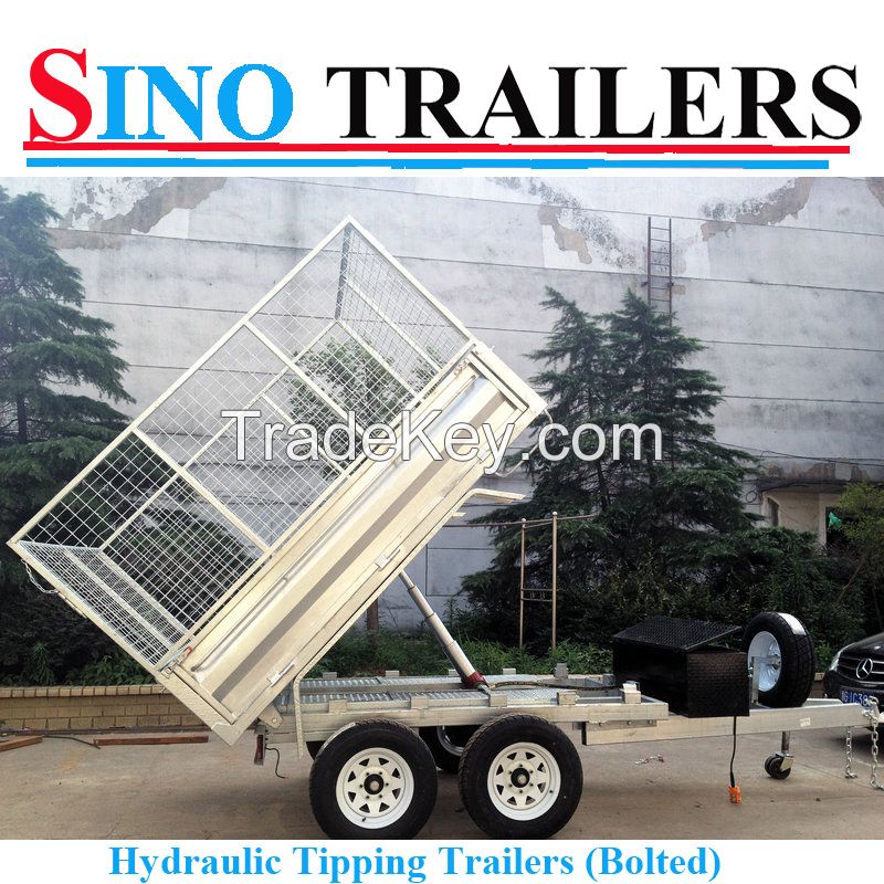 10X6 FT Galvanised Hydraulic Tipping Box Trailer with Cage