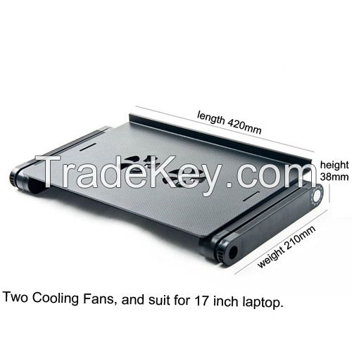 Adjusting laptop table with cooling fans