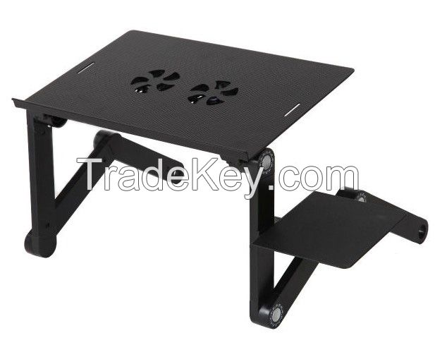 Adjustable vented laptop table with fans