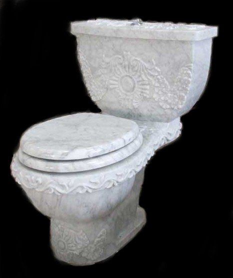 Bathroom white marble carved toilet