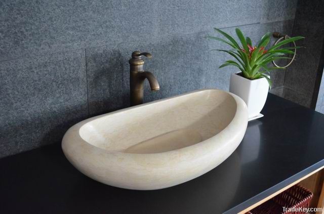 Beige marble wash basin