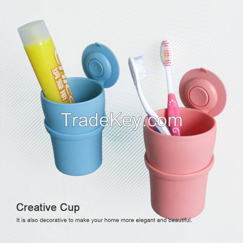 Creative Wall Mounted Toothbrush Cup in Bathroom