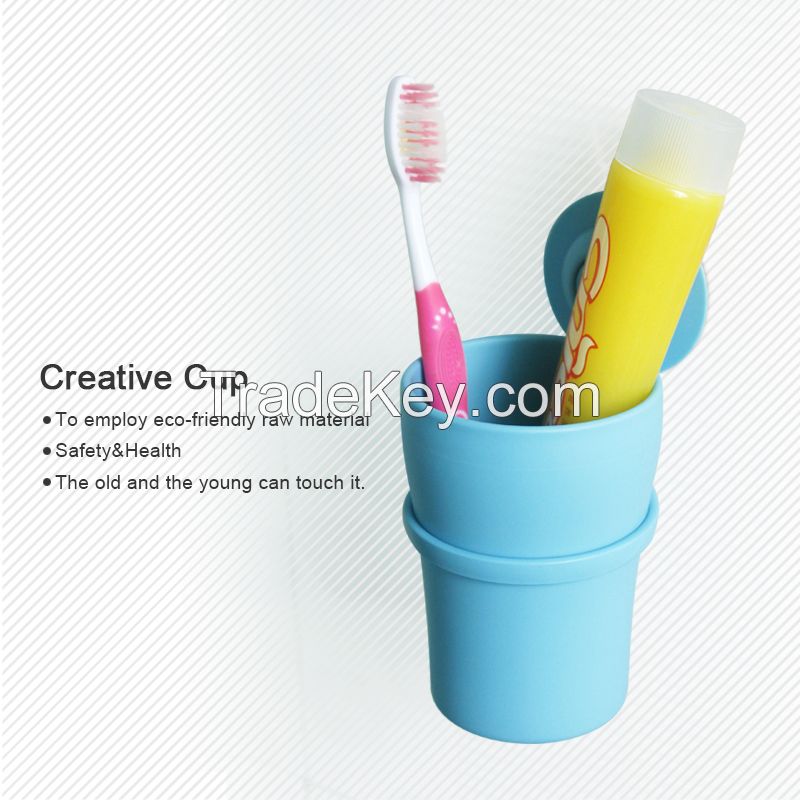 Creative Wall Mounted Toothbrush Cup in Bathroom