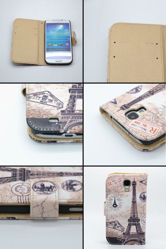 OEM PU Leather Wallet Style Mobile Phone Case for Samsung Galaxy S4 IV I9500