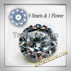 Loose Cubic zirconia (CZ Diamond) Round special cut 9 Hearts &amp; 1 Flower