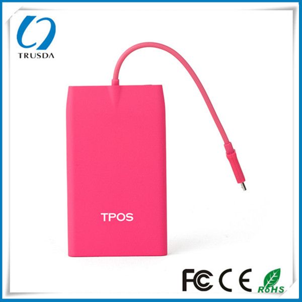 Embedded cable Li polymer ultra thin power bank 3000mAh