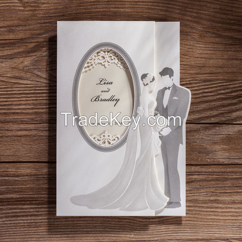 White lace european-style wedding invitations card, personality