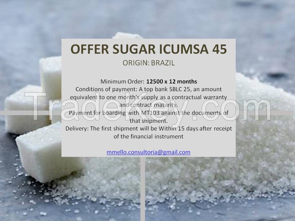 Sugar Icumsa 45 - Brazil origin
