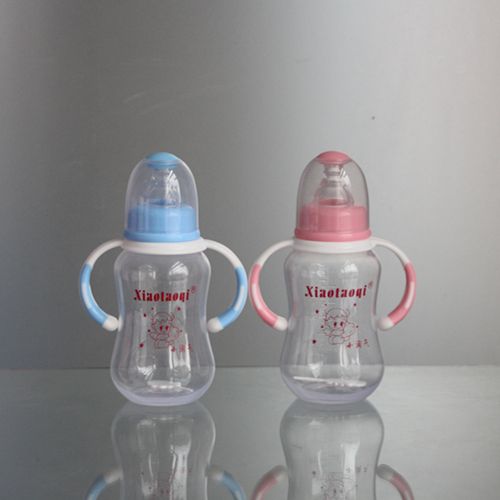 210ML PP arc baby bottle with colorful handles 