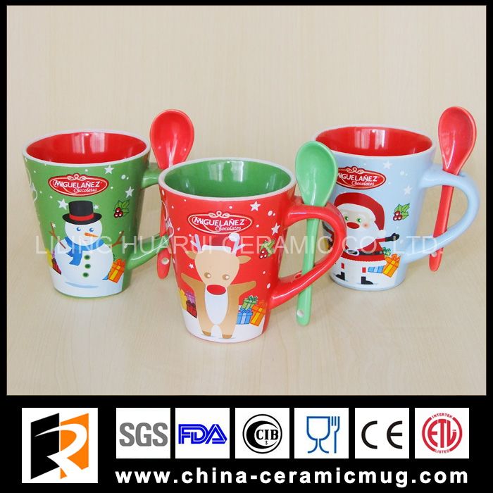 8oz Christmas ceramic mug with spoon