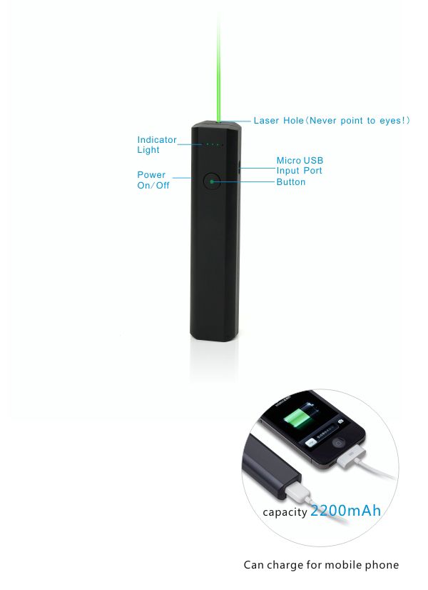 2.4GHz green laser pointer power bank