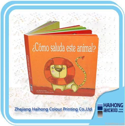 Hardcover child cardboard book with coloring pictures