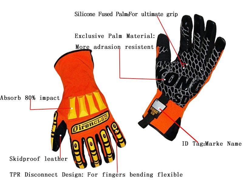 Super Waterproof Skidproof knuckle protection working gloves construction safety gloves mining safety gloves