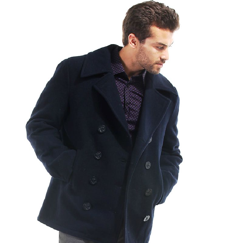 Seibertron Industries USN Wool Pea Coat Men's Winter military wool jacket coat Navy pea Coat