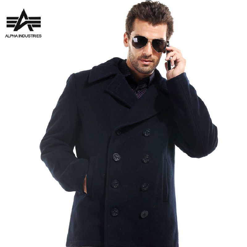 Seibertron Industries USN Wool Pea Coat Men's Winter military wool jacket coat Navy pea Coat