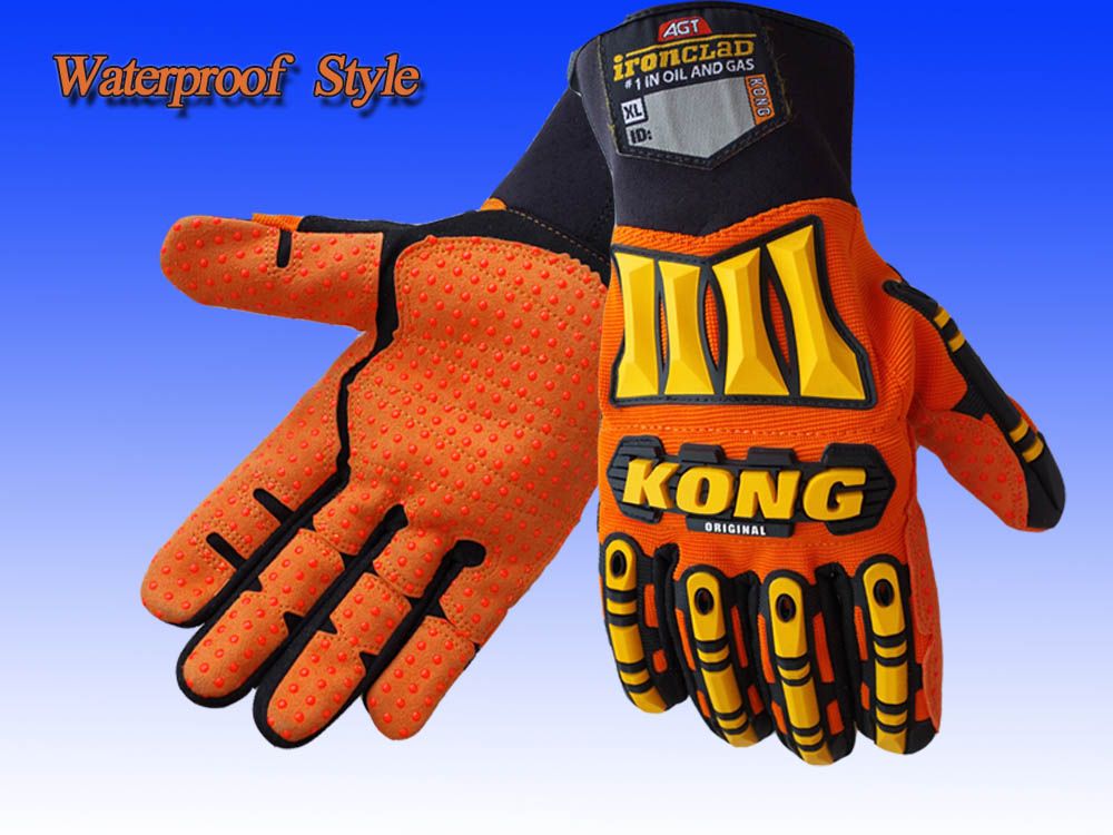 Ironclad KONG SDX2-04-L Original Oil & Gas Safety Impact Gloves, Large,  Orange