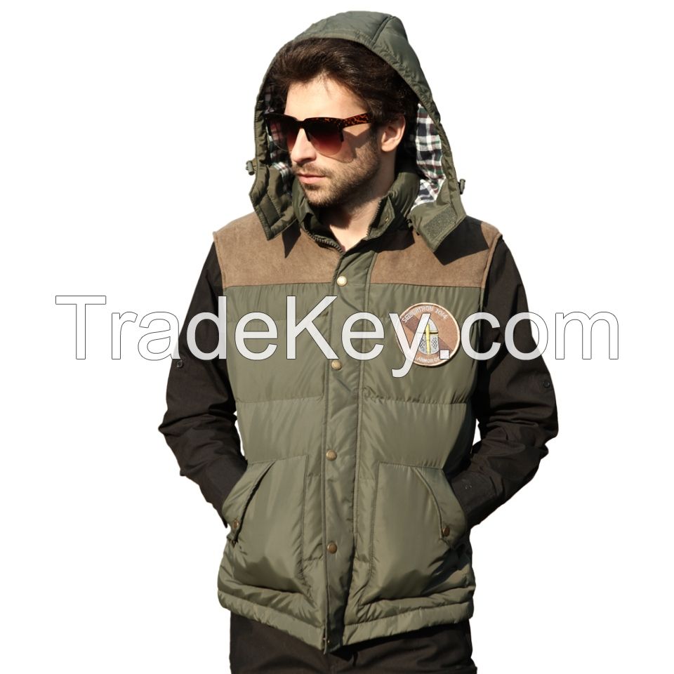 Seibertron Power Hoodie Men's Fashion Design Tactical Hooded Down Vest with Removable Hood Gift Embroider
