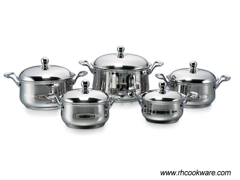 10Pcs stainless steel cookware set;