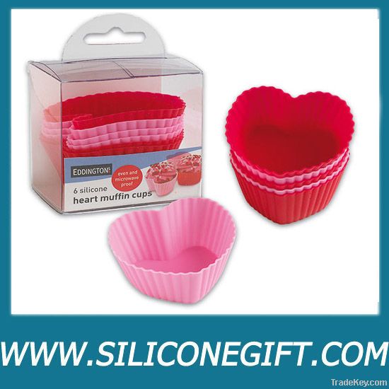 Silicone Muffin Cup, Mousse Mold, Heart Shape Cake Mold