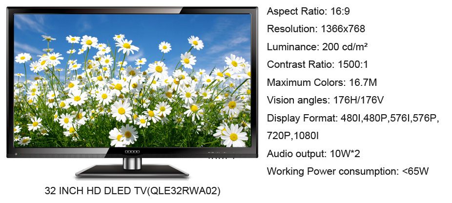 32" DLED TV With HDMI and USB. ATSC and DVB-T Optional