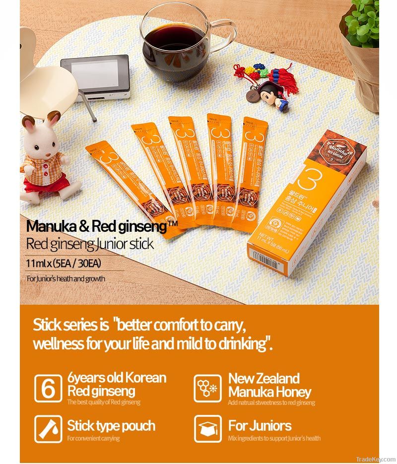 Manuka Honey blended with Korean Red Ginseng - Junior Stick (5Sticks)