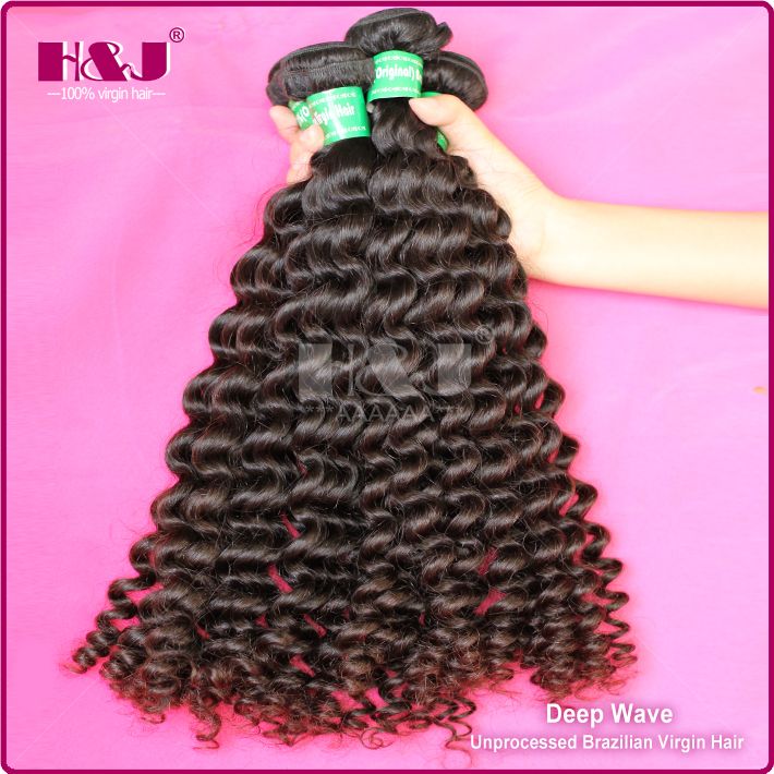 6A grade fashionable H&J deep wave unprocessed wholesale 100% brazilian virgin hair