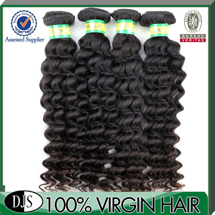 AAAAA Grade Deep Wave Natural Black Virgin Brazilian Hair Extensions