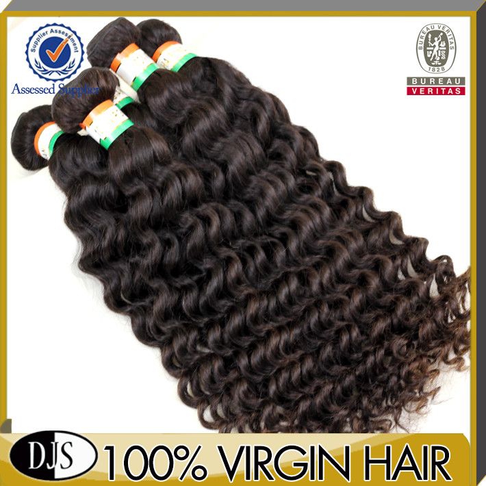 AAAAA Grade 100% Unprocessed Natural Black Deep Wave Virgin Indian Hair