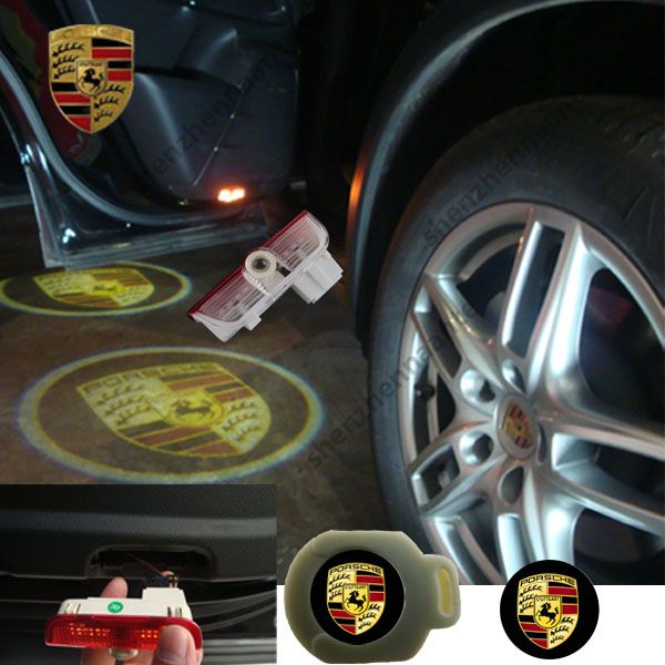 2X Latest LED Car door laser projector ghost Logo Shadow light for PORSCHE