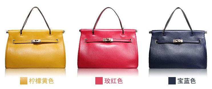 2013 First Layer Genuine Cow Leather Handbag Royal Blue, Rose Red, Lemon Yellow GP0881