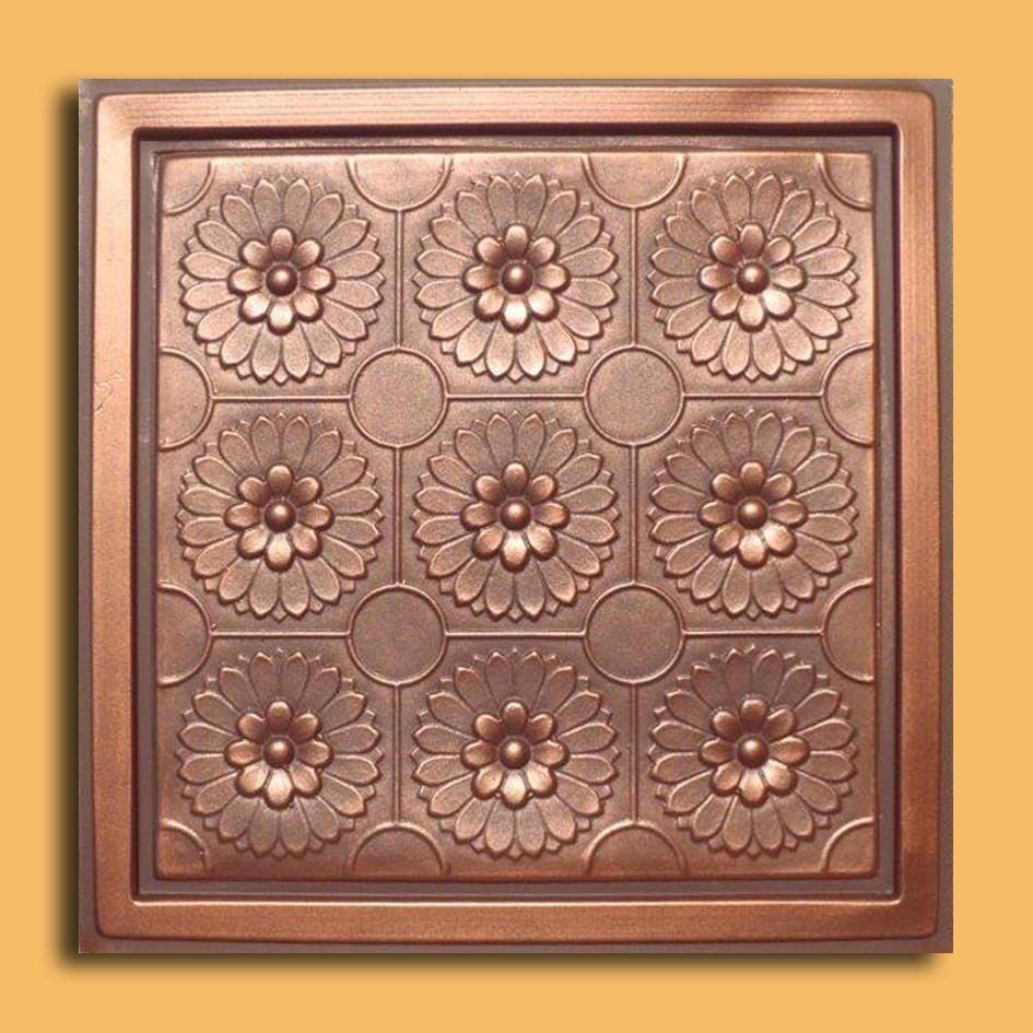 DROP IN or GLUE ON UNIVERSAL 24"X24" PVC Ceiling Tile - ODESSA Copper/Brown