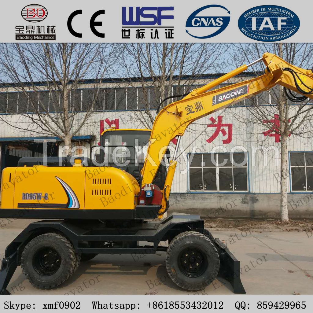 China New Small 0.3m3 bucket yellow Wheel Excavator with grab