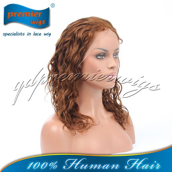 Premier hair 100% Chinese virgin human hair 4#color blonde loose curl full lace wig with baby hair for black women 