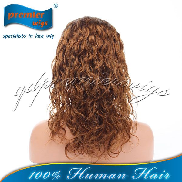 Premier hair 100% Chinese virgin human hair 4#color blonde loose curl full lace wig with baby hair for black women 