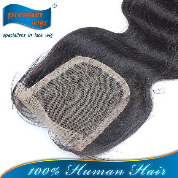 Premier hair 100% Brazilian virgin human hair middle parting silk base top swiss lace closure with baby hair for black women