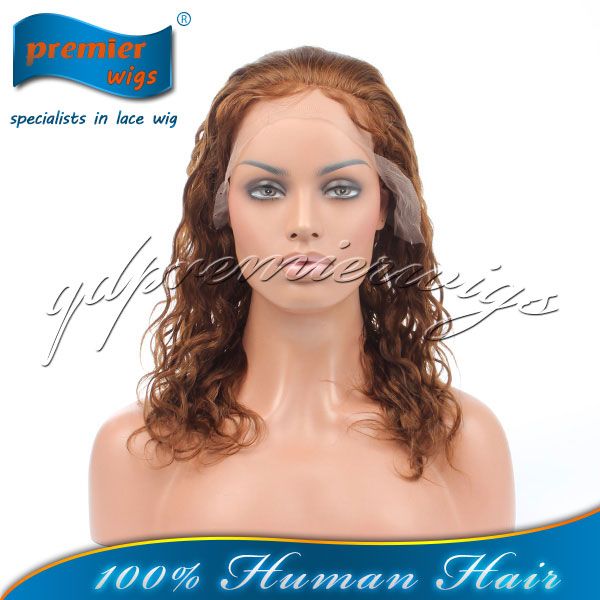 Premier hair 100% Chinese virgin human hair 4#color blonde loose curl full lace wig with baby hair for black women 