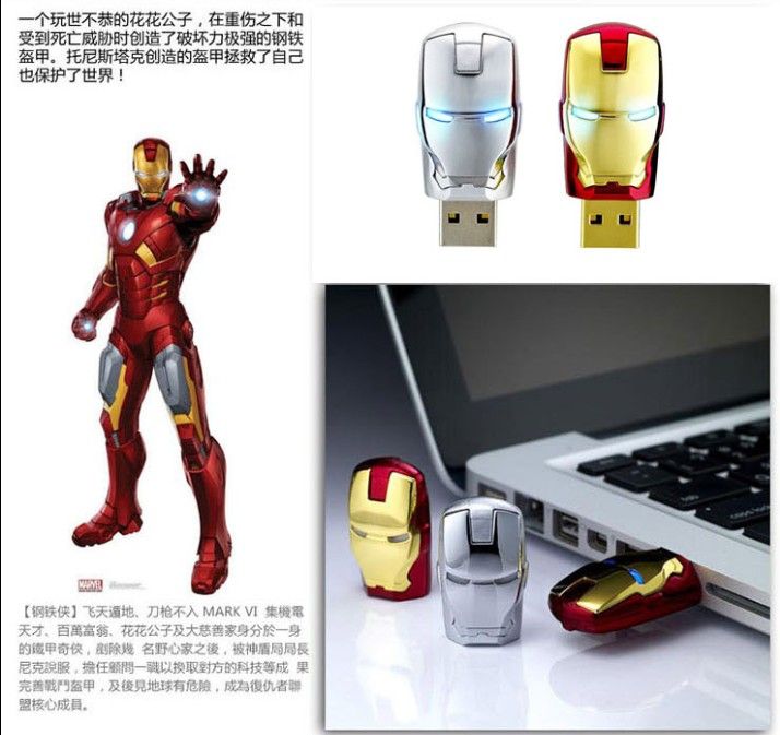 Avengers Iron Man 3D Cartoon Usb flash drives Creative cute usb memory Dave usb flash drive full capacity 16gb flash memory