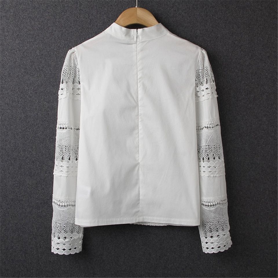 Korean version of the wild hollow lace shirt female Slim was thin tulle female long-sleeved shirt bottoming