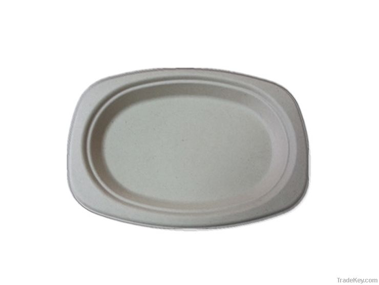Disposable Wheat Straw Fiber Oval-shaped Plate
