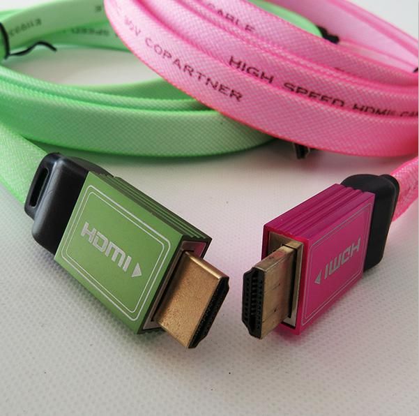 High speed flat HDMI cable, flat HDMI cable with nylon sleeve and metal shell