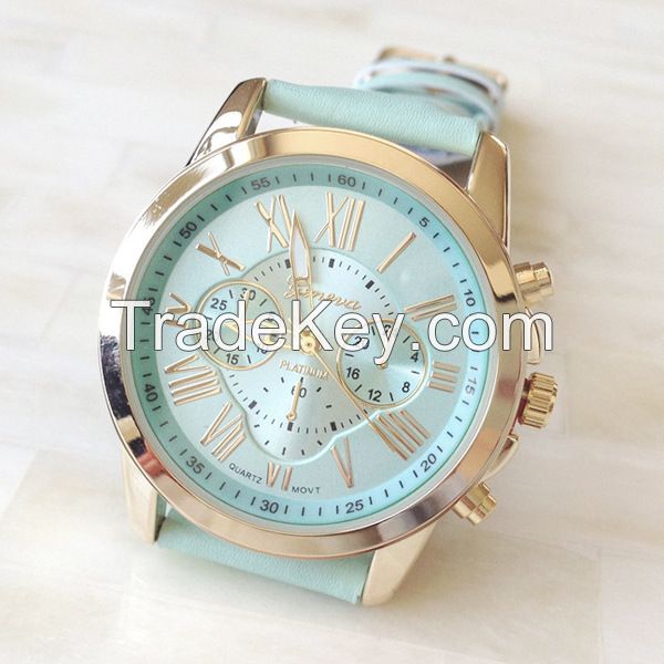  Roman Numeral LeatherQuartz Wholesale Geneva Watches