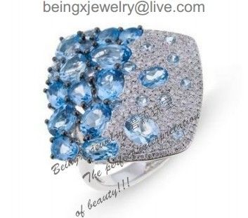 18K gold ring w/ aquamarine&diamond