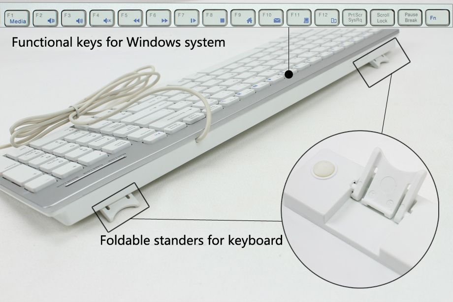 Full-sized Slim keyboard USB for Laptop/PC Professional matt 105 keys