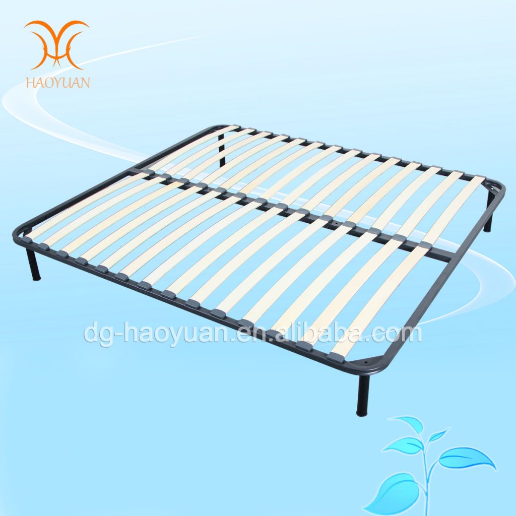 Power Coated Queen Size Birch Wood Slats Bed Frame For Beds