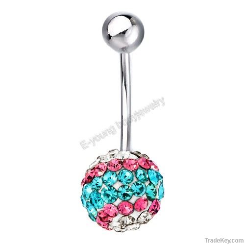 Colorful crystal navel button ring cheap piercing jewelry