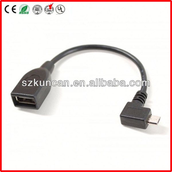 Right angle micro usb cable